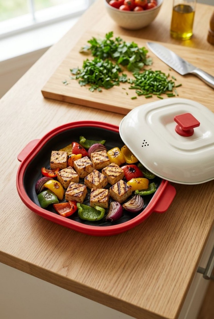HeMaSe Microwave Grill Pan - PTFE Non-Stick Cooking Surface with Even Heat Distribution Texture