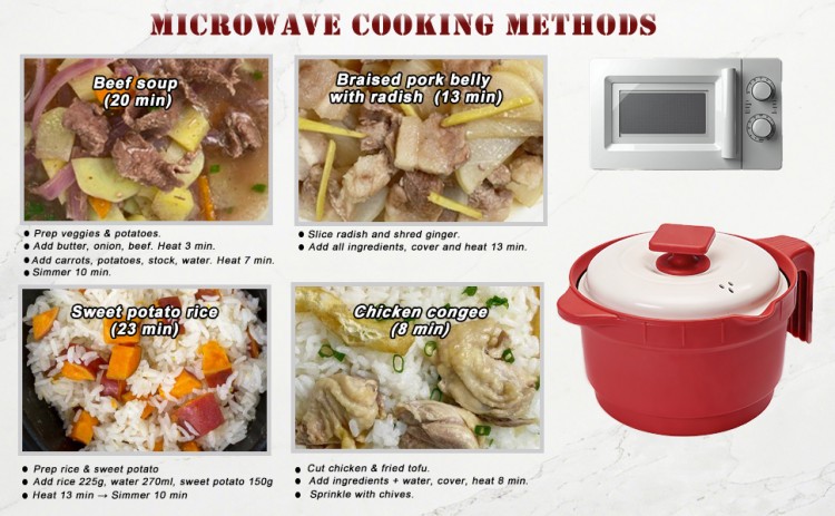 HeMaSe Microwave Grill Multi-Pot After Cooking - Ready to Serve Meals Directly from Pot to Table