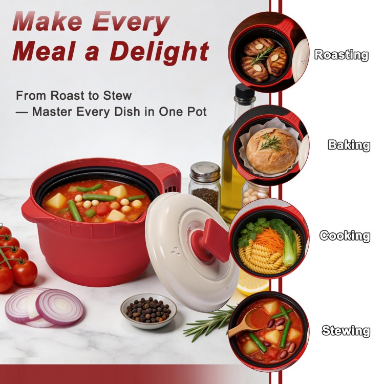 HeMaSe Microwave Grill Multi-Pot Interior - Durable Non-Stick PTFE Coating Surface for Easy Food Release and Cleaning