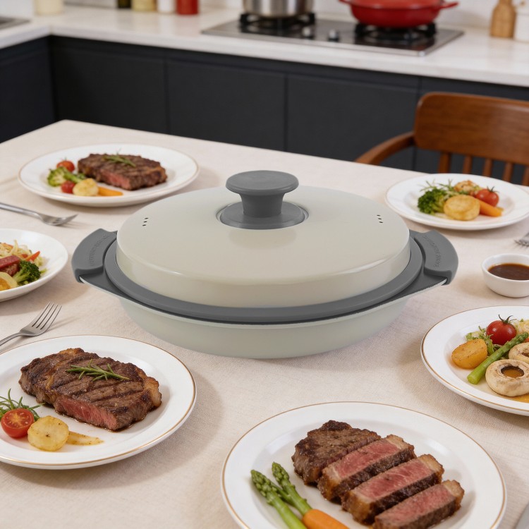 Mikrobølgegrill multi-gryde til madlavning med lavt olieindhold og tilberedning af måltider